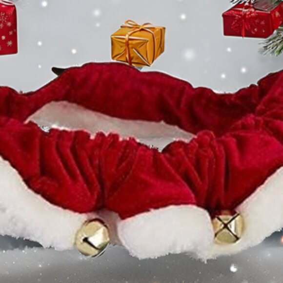 Dog Santa Ruffle  Elastic fit for both comfort and style with small bells!!! - Picture 5 of 9